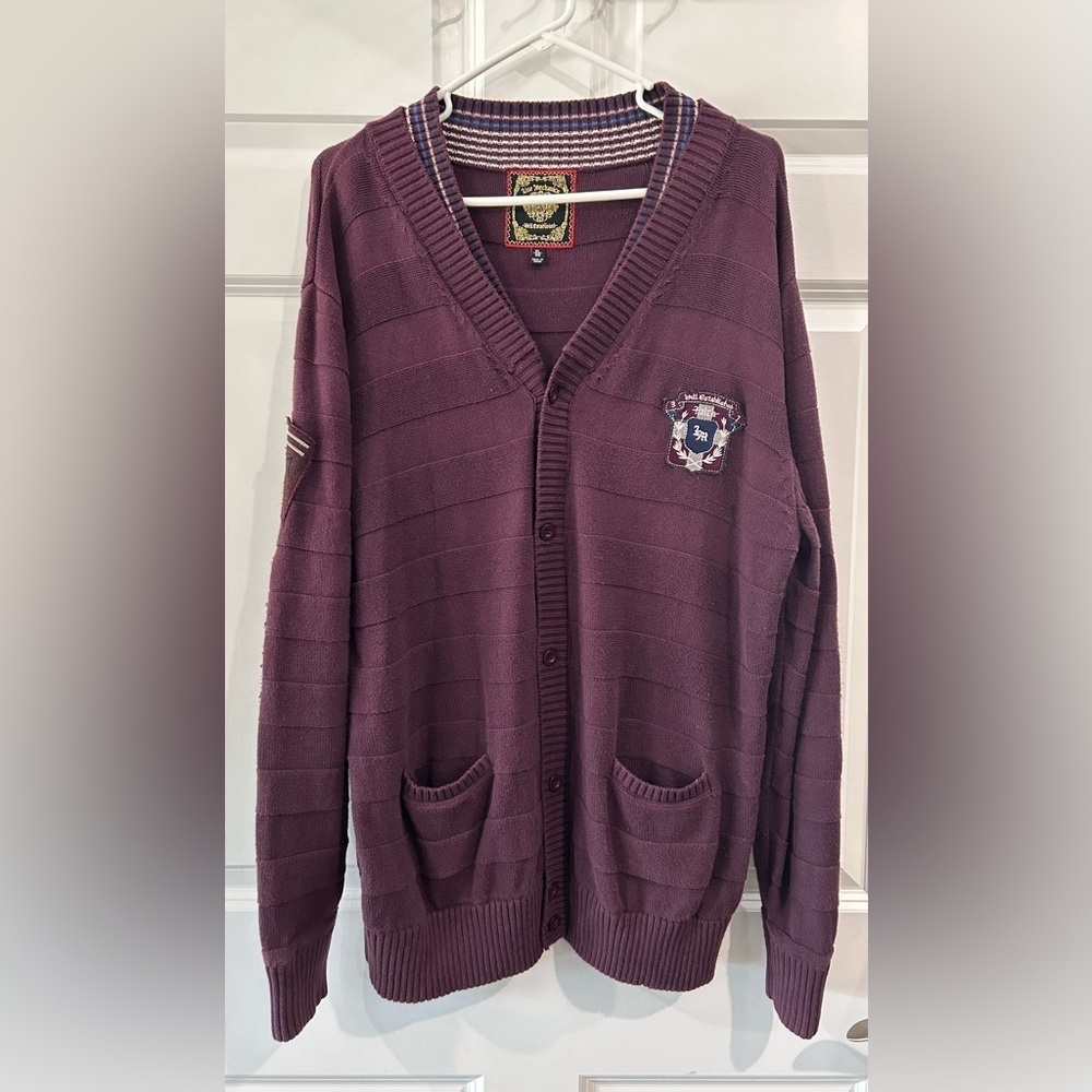 Vintage 90's Live Mechanics Ribbed Cardigan Sweater Sz XL Eclectic Grandpa Y2K